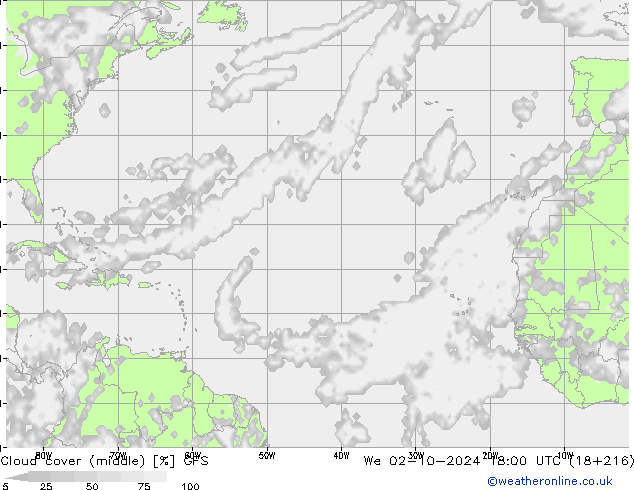 nuvens (médio) GFS Qua 02.10.2024 18 UTC