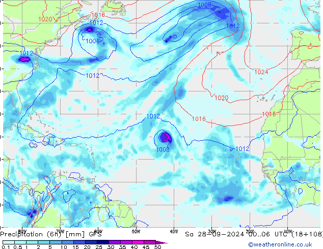 Z500/Rain (+SLP)/Z850 GFS  28.09.2024 06 UTC