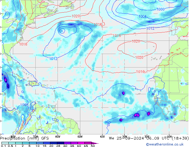 Précipitation GFS mer 25.09.2024 09 UTC