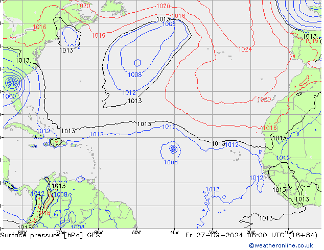 pression de l'air GFS ven 27.09.2024 06 UTC