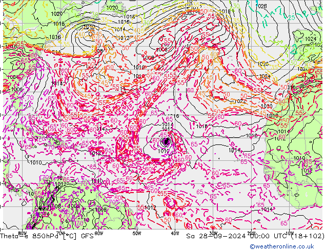 Theta-e 850hPa GFS Cts 28.09.2024 00 UTC