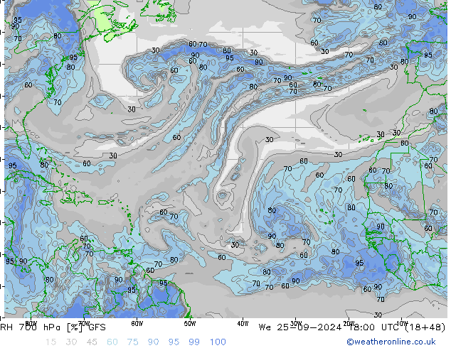 RH 700 hPa GFS  25.09.2024 18 UTC