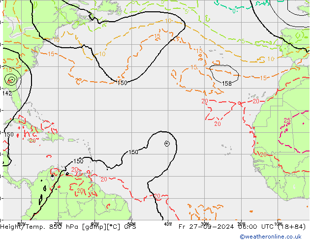 Z500/Rain (+SLP)/Z850 GFS пт 27.09.2024 06 UTC