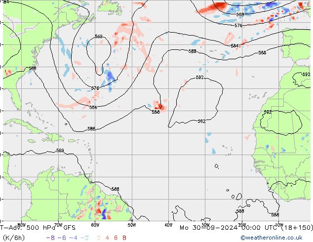 T-Adv. 500 hPa GFS Mo 30.09.2024 00 UTC