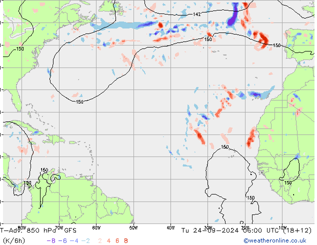 T-Adv. 850 hPa GFS mar 24.09.2024 06 UTC