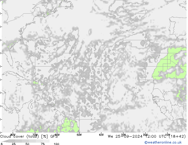 Nubes (total) GFS mié 25.09.2024 12 UTC