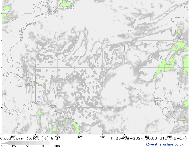 Cloud cover (total) GFS Th 26.09.2024 00 UTC