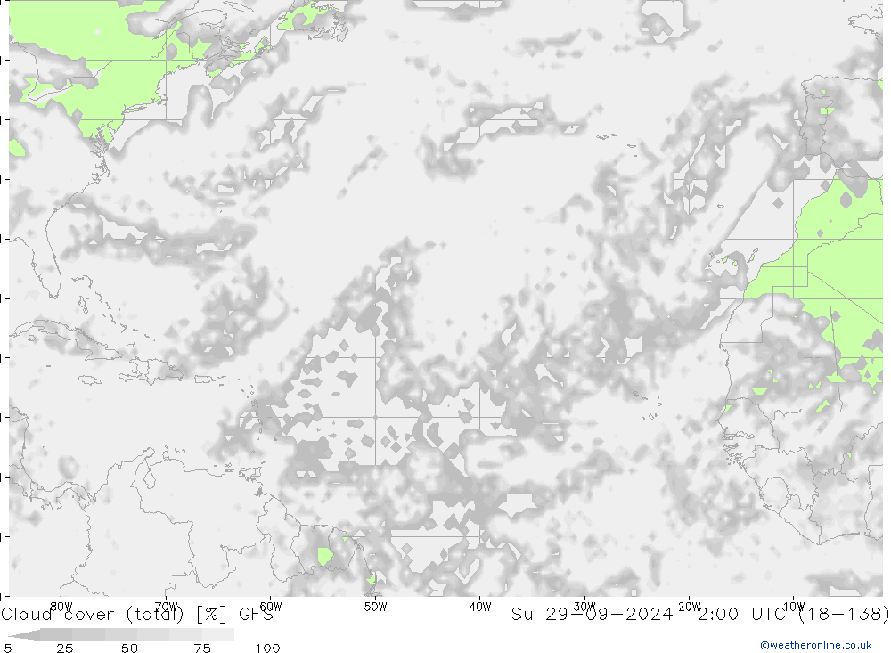 Nubi (totali) GFS dom 29.09.2024 12 UTC