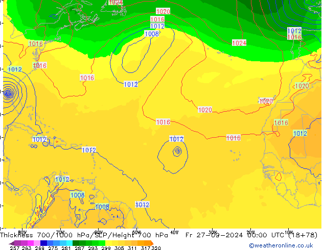 Thck 700-1000 hPa GFS pt. 27.09.2024 00 UTC