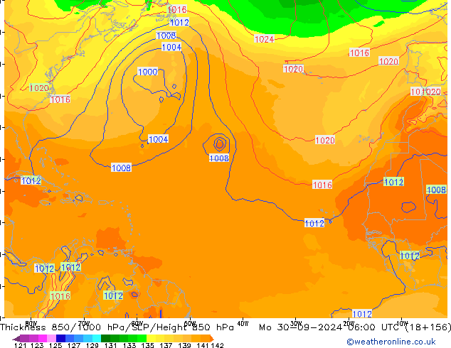 Thck 850-1000 hPa GFS Mo 30.09.2024 06 UTC