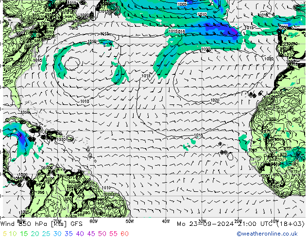 Vento 850 hPa GFS lun 23.09.2024 21 UTC