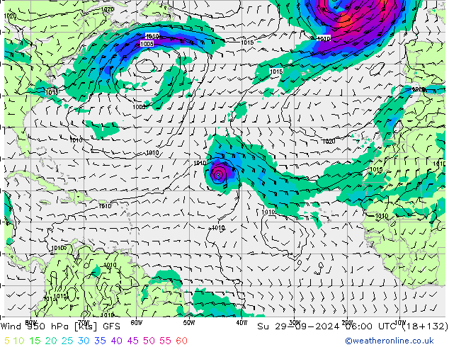 ветер 950 гПа GFS Вс 29.09.2024 06 UTC