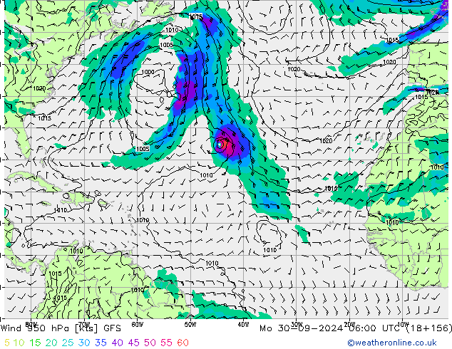 Wind 950 hPa GFS ma 30.09.2024 06 UTC