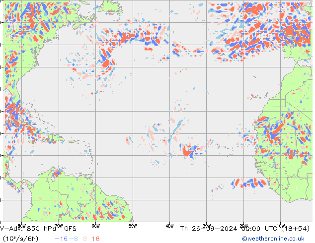 V-Adv. 850 hPa GFS Qui 26.09.2024 00 UTC