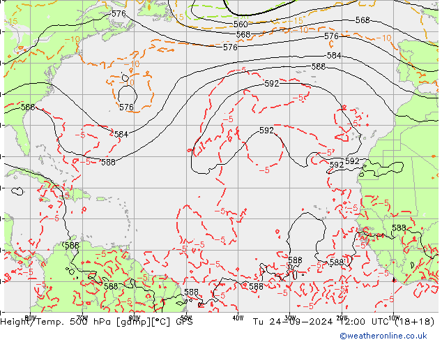 Height/Temp. 500 hPa GFS  24.09.2024 12 UTC