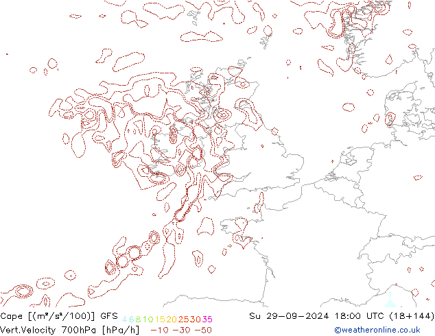 Cape GFS Su 29.09.2024 18 UTC