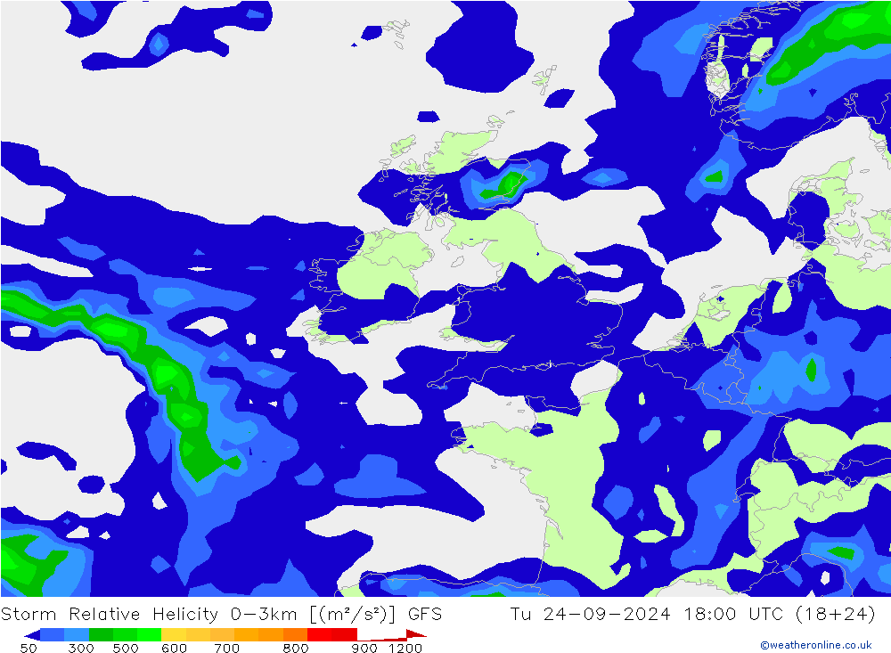 Storm Relative Helicity GFS di 24.09.2024 18 UTC