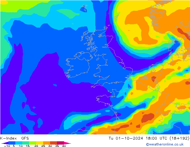 K-Index GFS Tu 01.10.2024 18 UTC