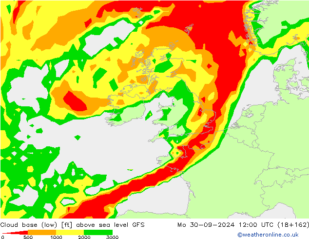 Cloud base (low) GFS lun 30.09.2024 12 UTC