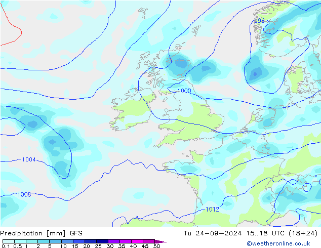 Précipitation GFS mar 24.09.2024 18 UTC