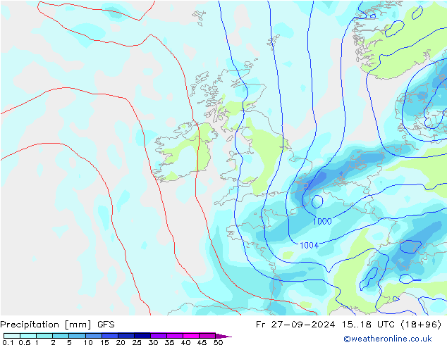 Niederschlag GFS Fr 27.09.2024 18 UTC