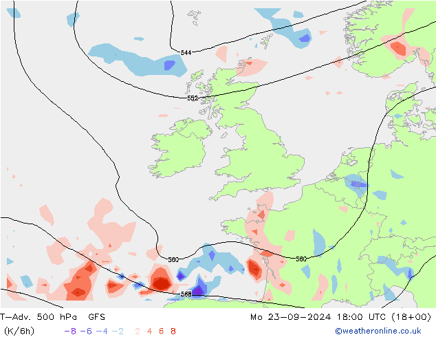 T-Adv. 500 hPa GFS Mo 23.09.2024 18 UTC