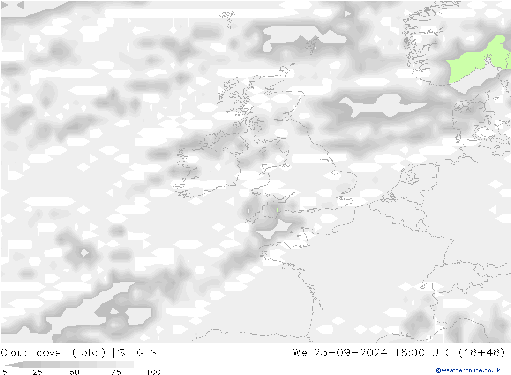 Bulutlar (toplam) GFS Çar 25.09.2024 18 UTC