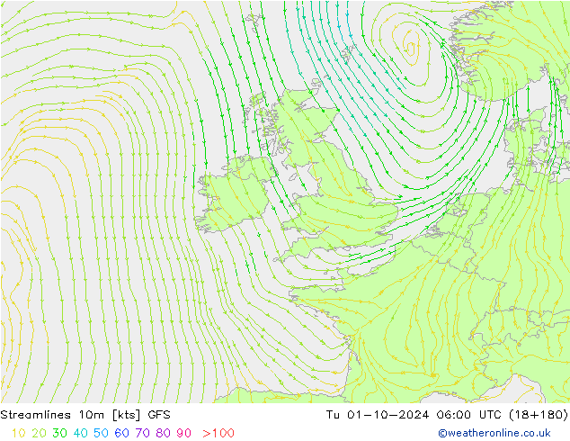 ветер 10m GFS вт 01.10.2024 06 UTC