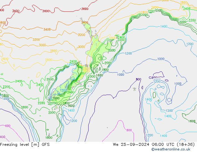 Donma Seviyesi GFS Çar 25.09.2024 06 UTC