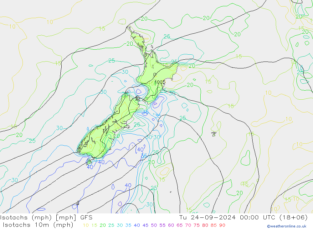 Isotachs (mph) GFS Tu 24.09.2024 00 UTC