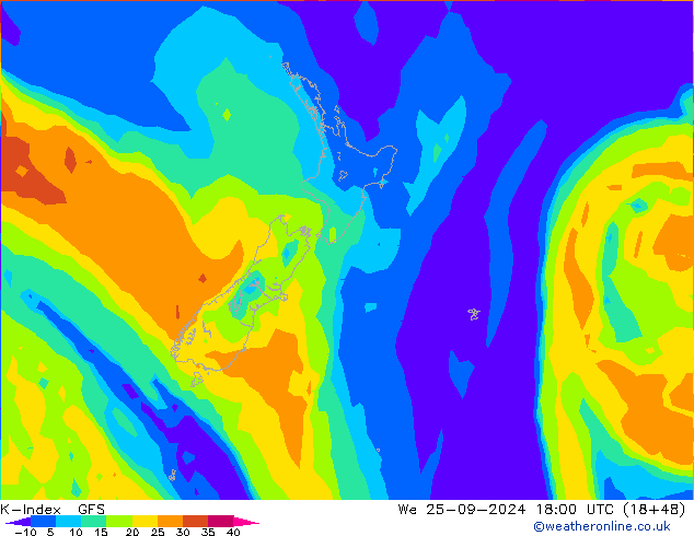 K-Index GFS mer 25.09.2024 18 UTC