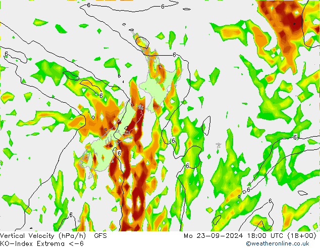 Convection-Index GFS pon. 23.09.2024 18 UTC