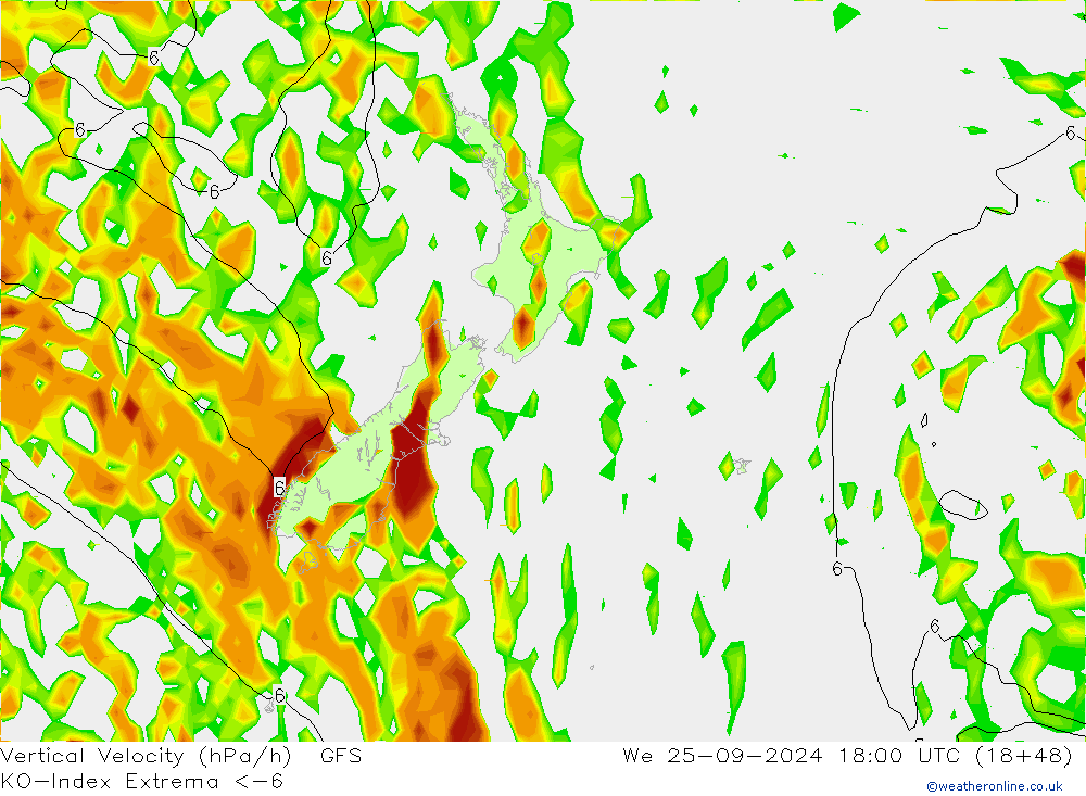 Convection-Index GFS mer 25.09.2024 18 UTC