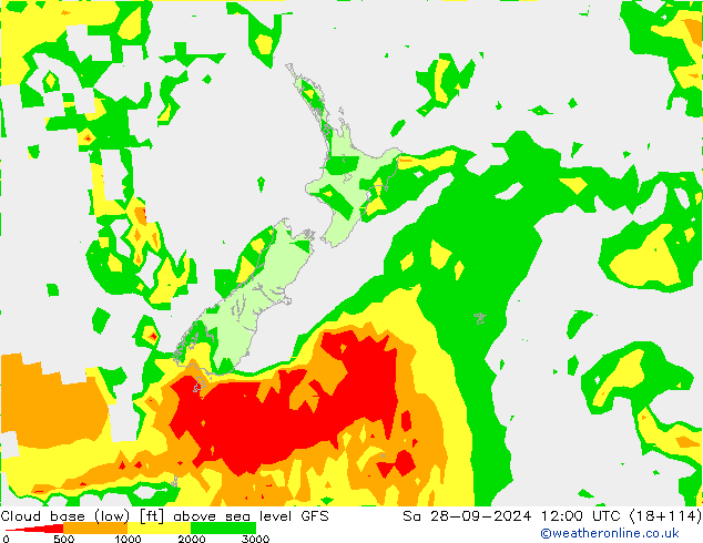 Alçak Bulut Alt Sınırı GFS Cts 28.09.2024 12 UTC