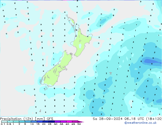 opad (12h) GFS so. 28.09.2024 18 UTC