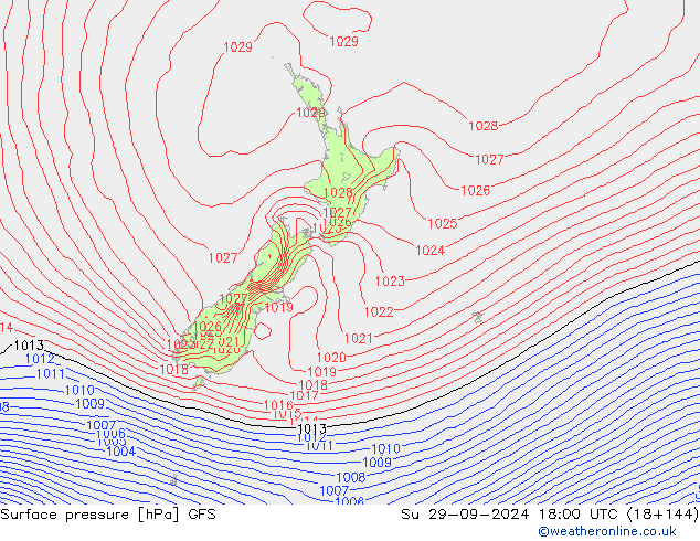 pressão do solo GFS Dom 29.09.2024 18 UTC