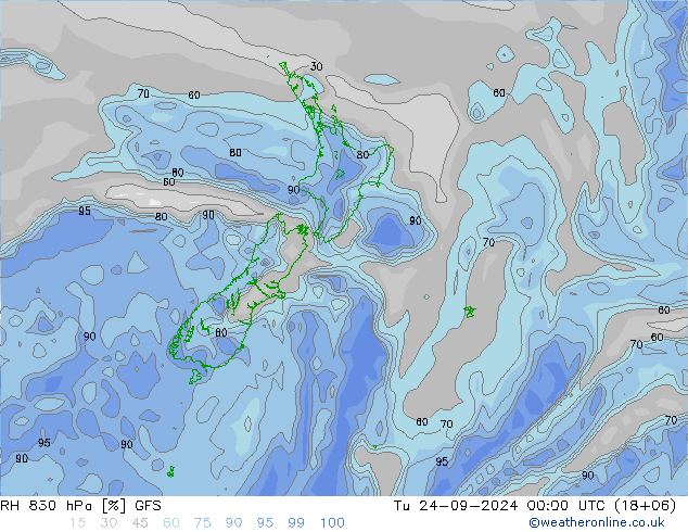 RH 850 hPa GFS mar 24.09.2024 00 UTC