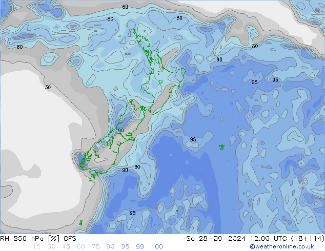 RH 850 hPa GFS So 28.09.2024 12 UTC