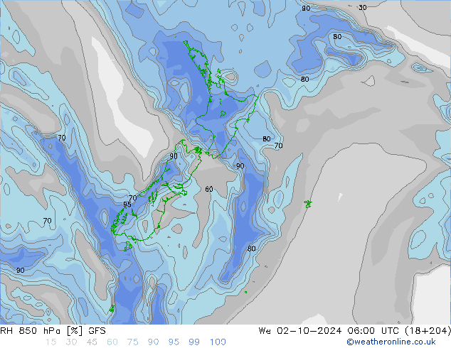 RH 850 hPa GFS  02.10.2024 06 UTC