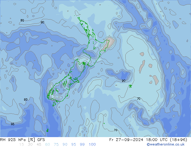 RH 925 hPa GFS  27.09.2024 18 UTC