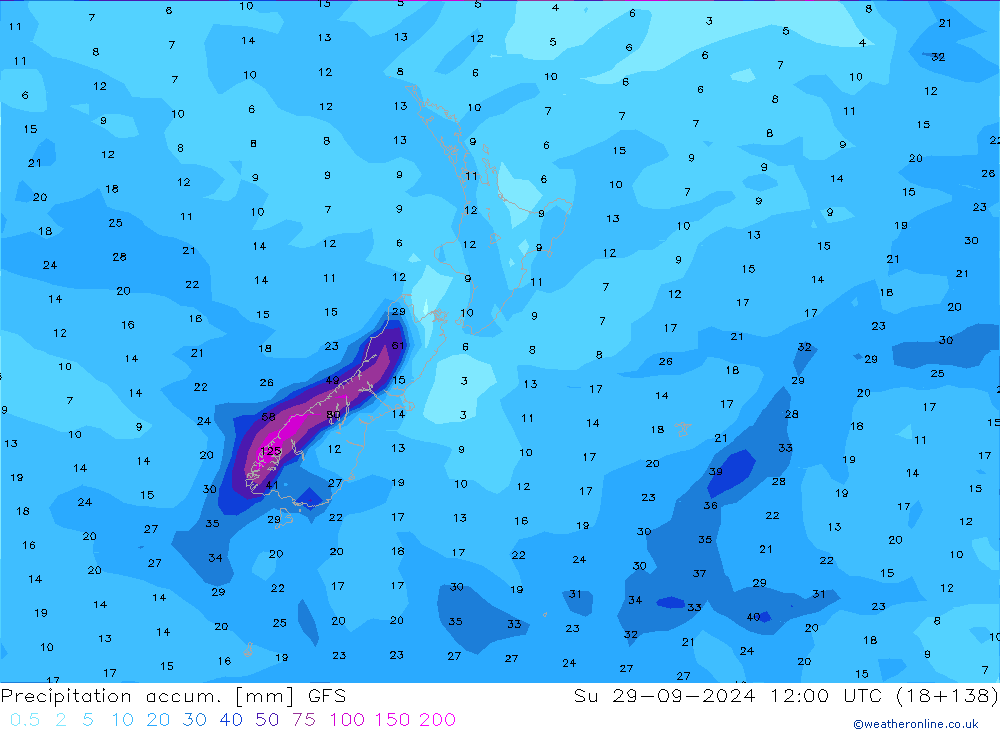 Precipitation accum. GFS Su 29.09.2024 12 UTC