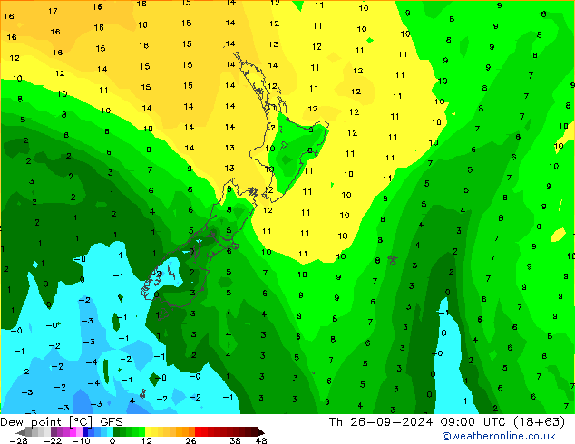 Dew point GFS Th 26.09.2024 09 UTC