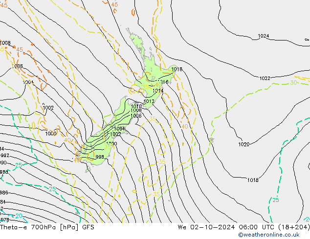 Theta-e 700hPa GFS  02.10.2024 06 UTC