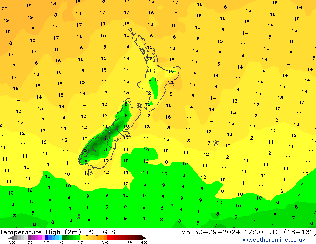 Max.  (2m) GFS  30.09.2024 12 UTC