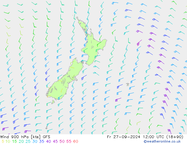 Wind 900 hPa GFS Fr 27.09.2024 12 UTC