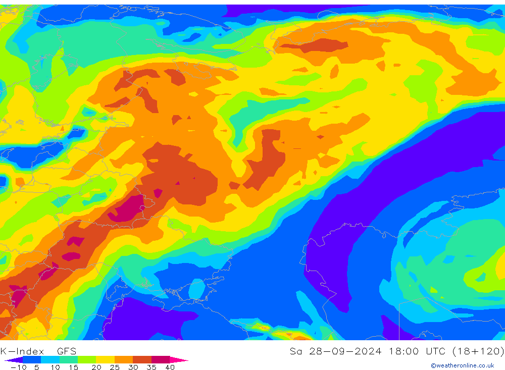 K-Index GFS Sáb 28.09.2024 18 UTC