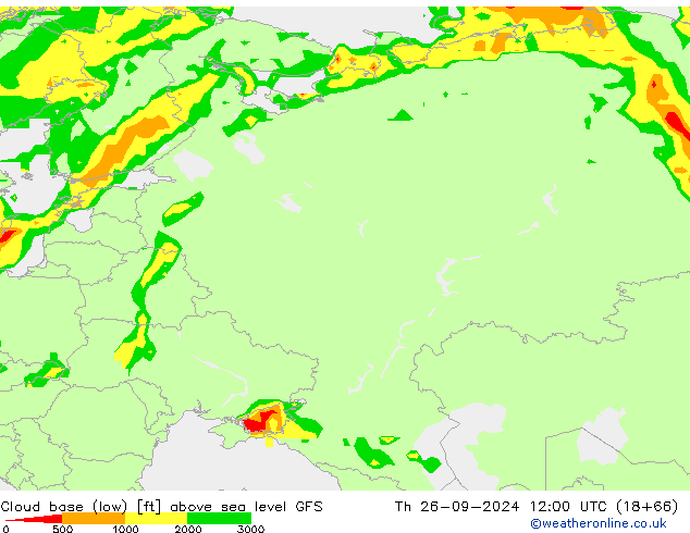 Alçak Bulut Alt Sınırı GFS Per 26.09.2024 12 UTC