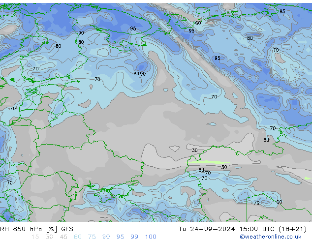 RH 850 hPa GFS Ter 24.09.2024 15 UTC