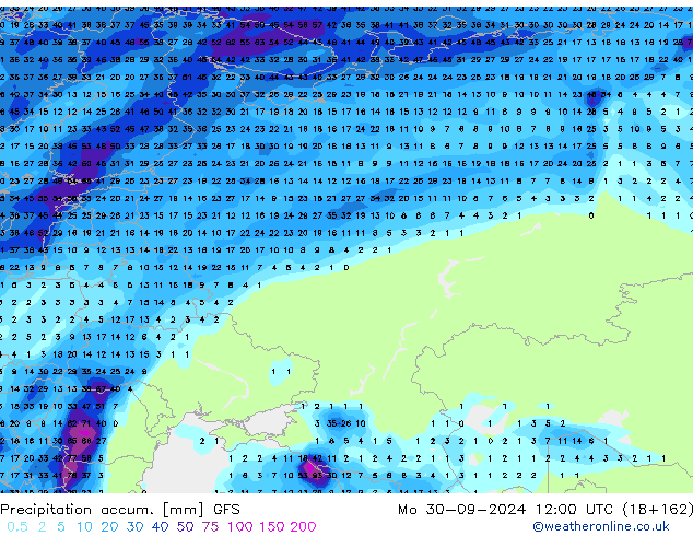 Nied. akkumuliert GFS Mo 30.09.2024 12 UTC