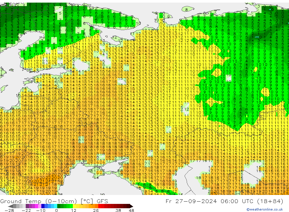 Temp. 10cm GFS vr 27.09.2024 06 UTC